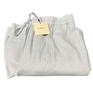 Calvin Klein Pants Womens Large Pale Blue Wide Leg High Rise COMFY Coastal NEW